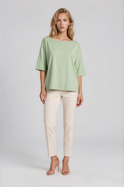 Kayık Yaka Oversize Basic Bluz ÇAĞLA