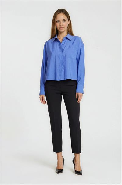 Klasik Yaka Gizli Patlı Basic Gömlek SAKS