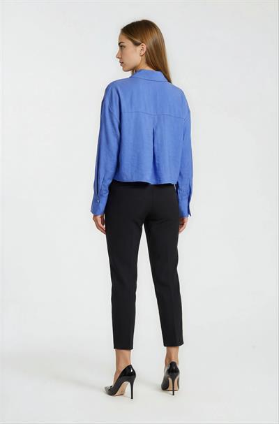 Klasik Yaka Gizli Patlı Basic Gömlek SAKS