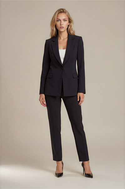 Klasik Yaka Tek Düğmeli Bele Oturan Blazer Ceket SİYAH