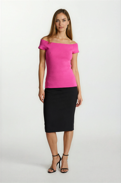 Laurentina Kayık Yaka Triko FUŞYA