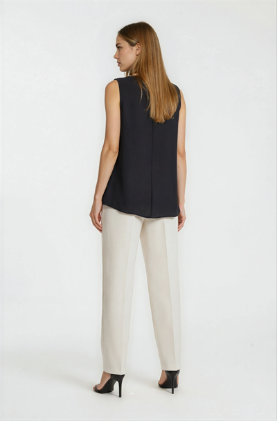 Licio Degaje Yaka Bluz SİYAH