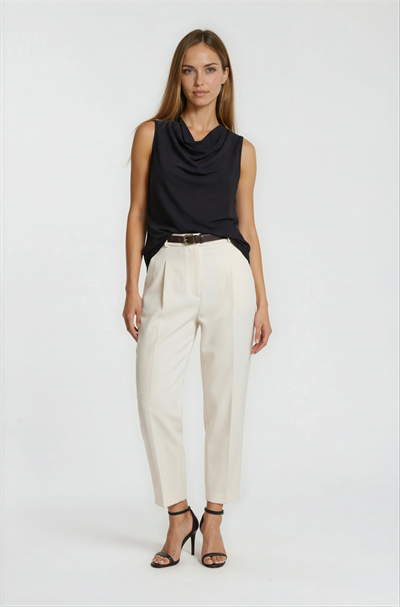 Licio Degaje Yaka Bluz SİYAH