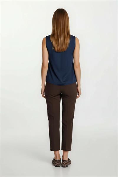 Licio Omuzlar Pileli Degaje Yaka Bluz LACİVERT