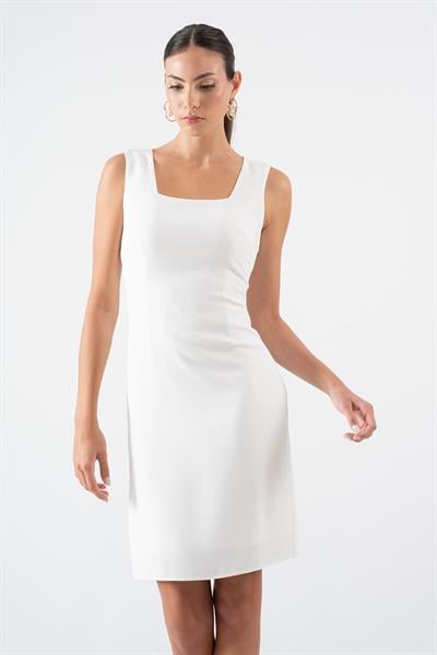Lois Krep Kısa Elbise EKRU