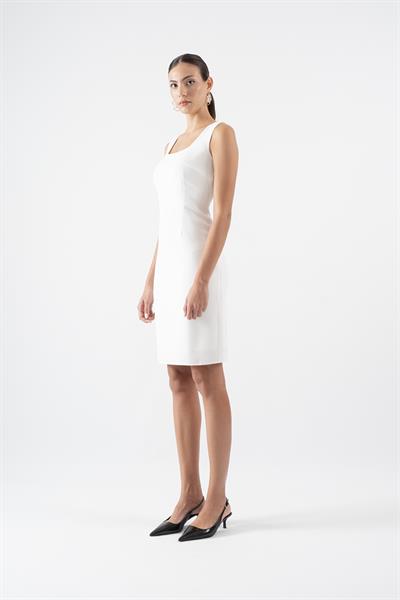 Lois Krep Kısa Elbise EKRU