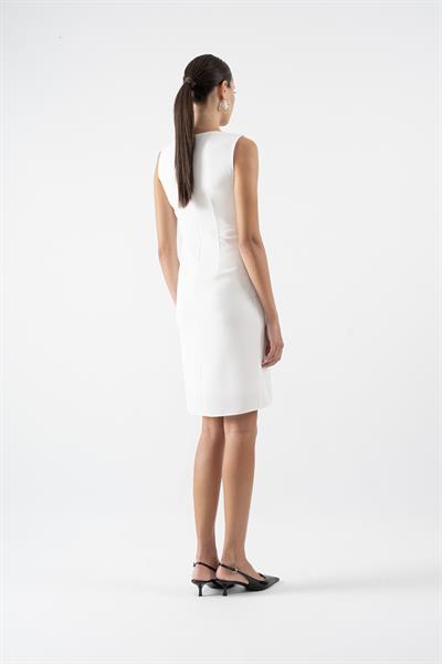 Lois Krep Kısa Elbise EKRU