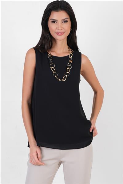 Loretana Kolsuz Rahat Kesim Bluz SİYAH