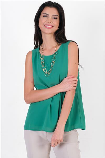 Loretana Kolsuz Rahat Kesim Bluz YEŞİL