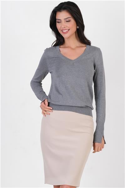 Mandy Klasik Yırtmaçlı Etek TAŞ