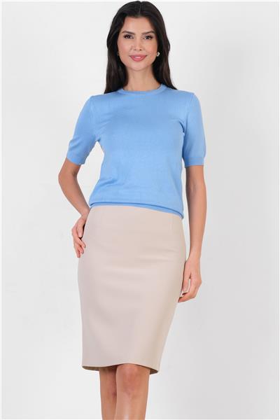 Mandy Klasik Yırtmaçlı Etek TAŞ