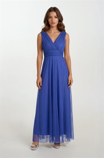 Margaritaı Kruvaze Beli Drapeli Uzun Abiye Elbise SAKS