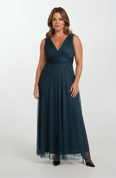 Margaritaı Kruvaze Beli Drapeli Uzun Abiye Elbise YEŞİL