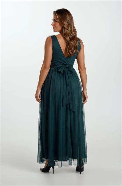 Margaritaı Kruvaze Beli Drapeli Uzun Abiye Elbise YEŞİL