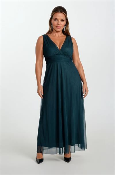 Margaritaı Kruvaze Beli Drapeli Uzun Abiye Elbise YEŞİL