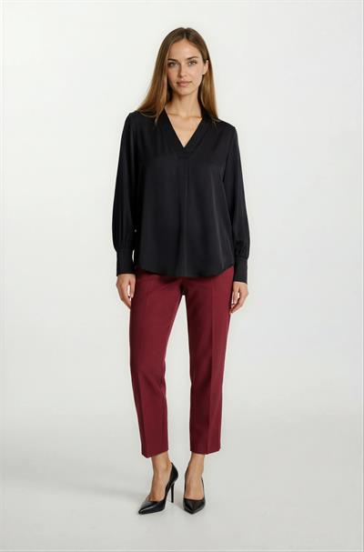 Marsh V Yaka Saten Bluz SİYAH