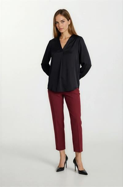 Marsh V Yaka Saten Bluz SİYAH