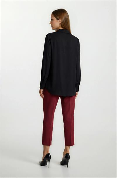 Marsh V Yaka Saten Bluz SİYAH