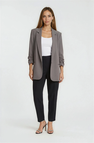 Medarda Salaş Krep Ceket GRİ
