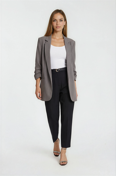 Medarda Salaş Krep Ceket GRİ