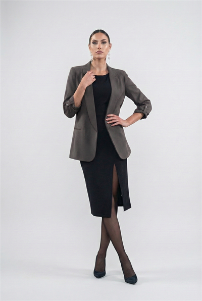 Medarda Salaş Krep Ceket GRİ