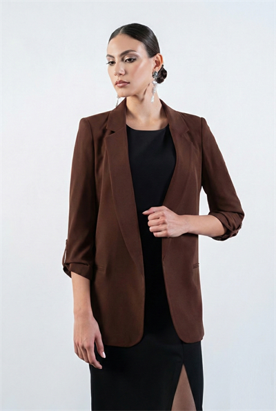 Medarda Salaş Krep Ceket KAHVE