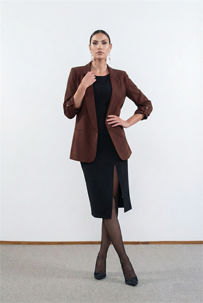 Medarda Salaş Krep Ceket KAHVE