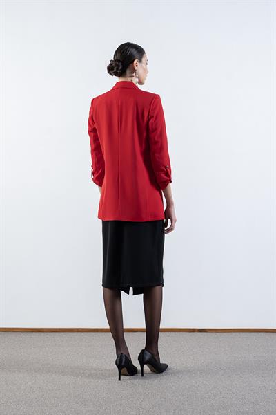 Medarda Salaş Krep Ceket KIRMIZI