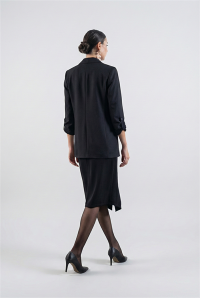 Medarda Salaş Krep Ceket SİYAH