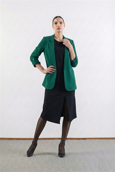 Medarda Salaş Krep Ceket YEŞİL