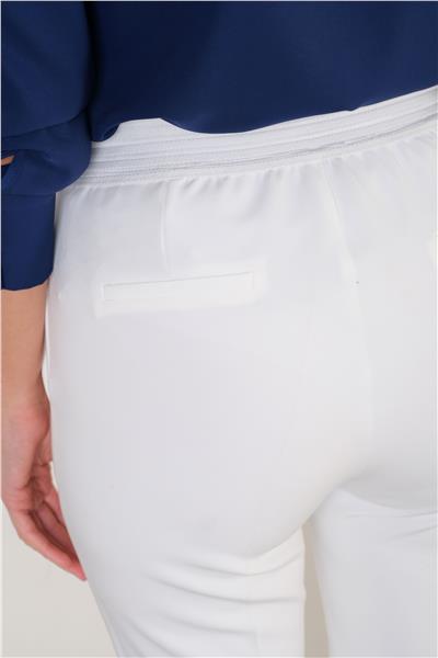 Medea Beli Lastikli Dar Paça Pantolon EKRU