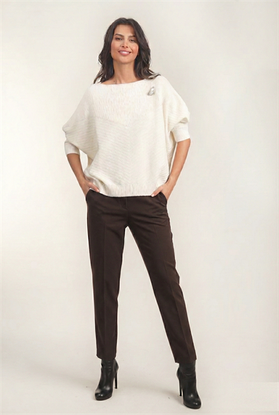 Medea Beli Lastikli Dar Paça Pantolon KAHVE