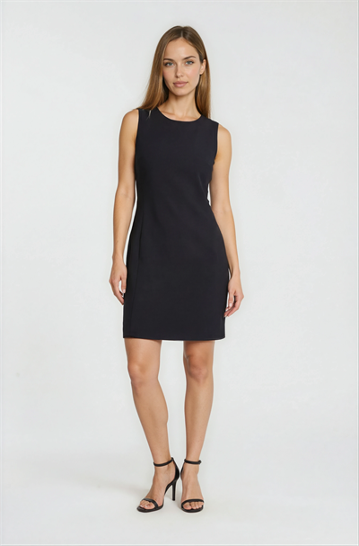 Mmirone Yuvarlak Yaka Klasik Elbise SİYAH