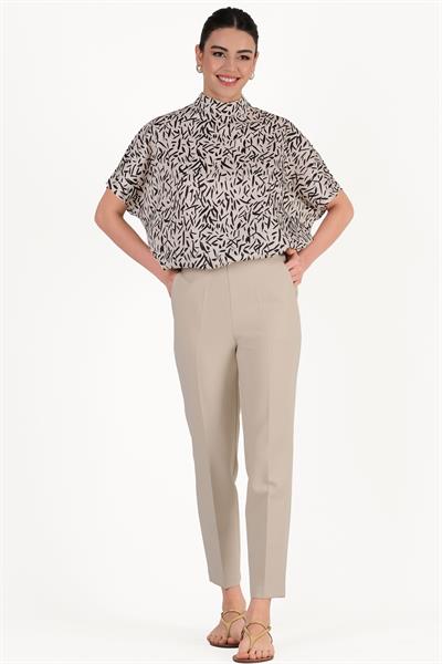 Monika Kemersiz Yüksek Bel Pantolon TAŞ