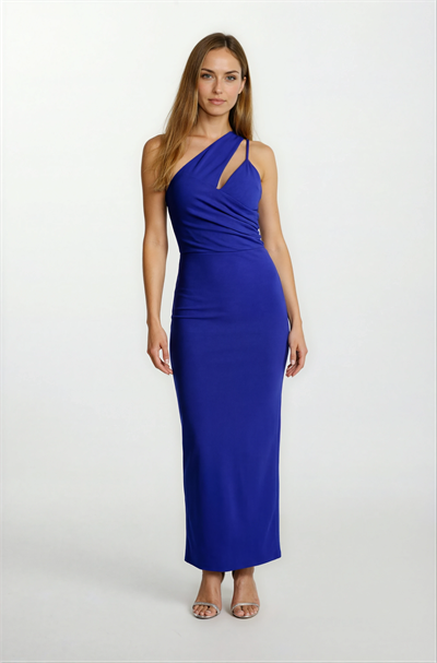 Naomi Tek Kol Yırtmaçlı Uzun Abiye Elbise SAKS