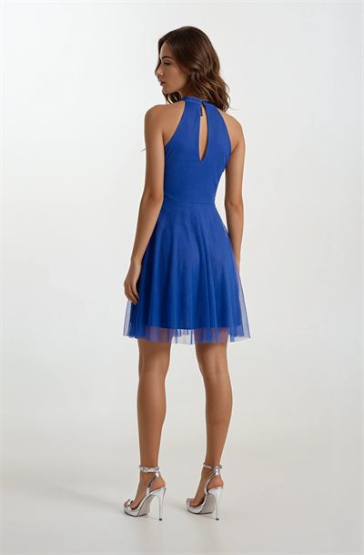 Narcisio Damla Yaka Kloş Kısa Abiye Elbise SAKS