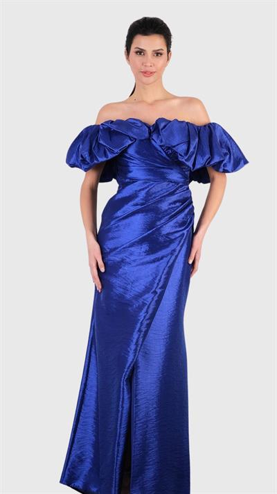 Oleandro Kayık Yaka Omuz Açık Uzun Abiye Elbise SAKS