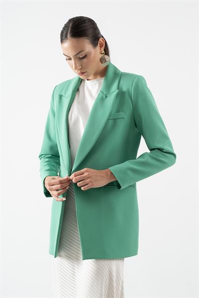 Ondedo Kruvaze Yaka Tek Düğme Salaş Ceket YEŞİL