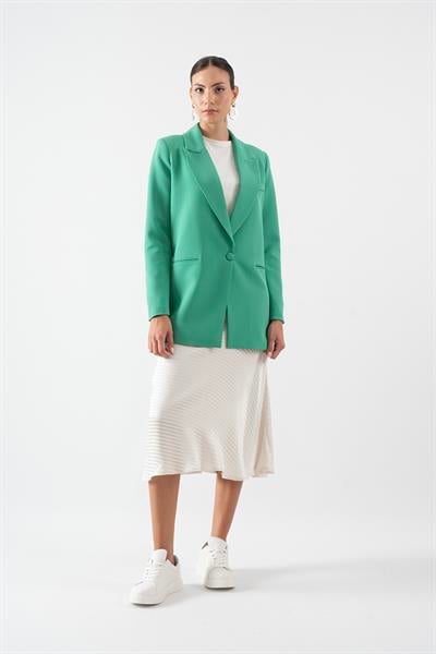 Ondedo Kruvaze Yaka Tek Düğme Salaş Ceket YEŞİL