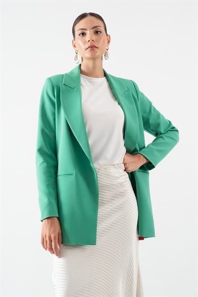 Ondedo Kruvaze Yaka Tek Düğme Salaş Ceket YEŞİL