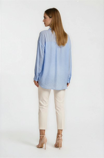 Önden Düğmeli Oversize Gömlek MAVİ