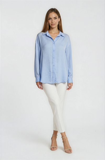Önden Düğmeli Oversize Gömlek MAVİ