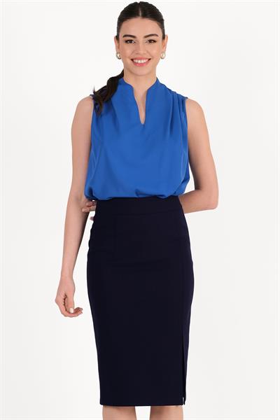 Oreglia Omuzlar Pileli Hakim Yaka Bluz SAKS