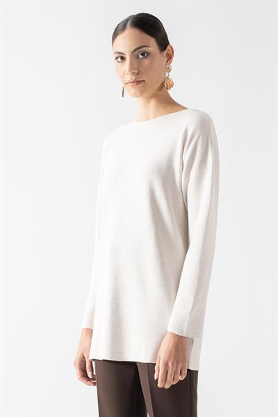 Orianna Yuvarlk Yaka Sırtı V Pencere Detaylı Triko KEMİK