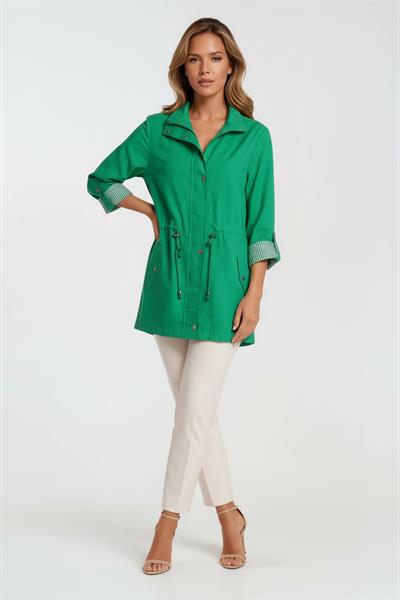 Oriente Dik Yaka Fermuarlı Çıtçıtlı Kaban YEŞİL