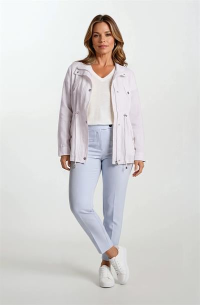 Oriente Dik Yaka Fermuarlı Çıtçıtlı Kaban BEYAZ