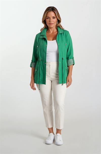 Oriente Dik Yaka Fermuarlı Çıtçıtlı Kaban YEŞİL