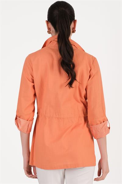 Oriente Dik Yaka Fermuarlı Çıtçıtlı Safari Mont ORANJ