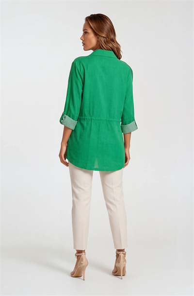 Oriente Dik Yaka Fermuarlı Çıtçıtlı Kaban YEŞİL