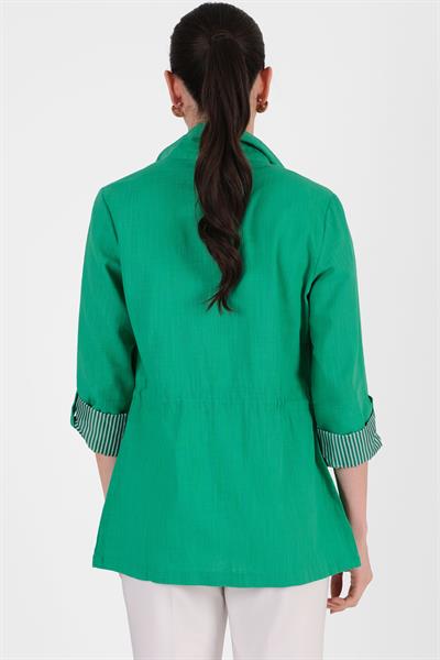 Oriente Dik Yaka Fermuarlı Çıtçıtlı Safari Mont YEŞİL